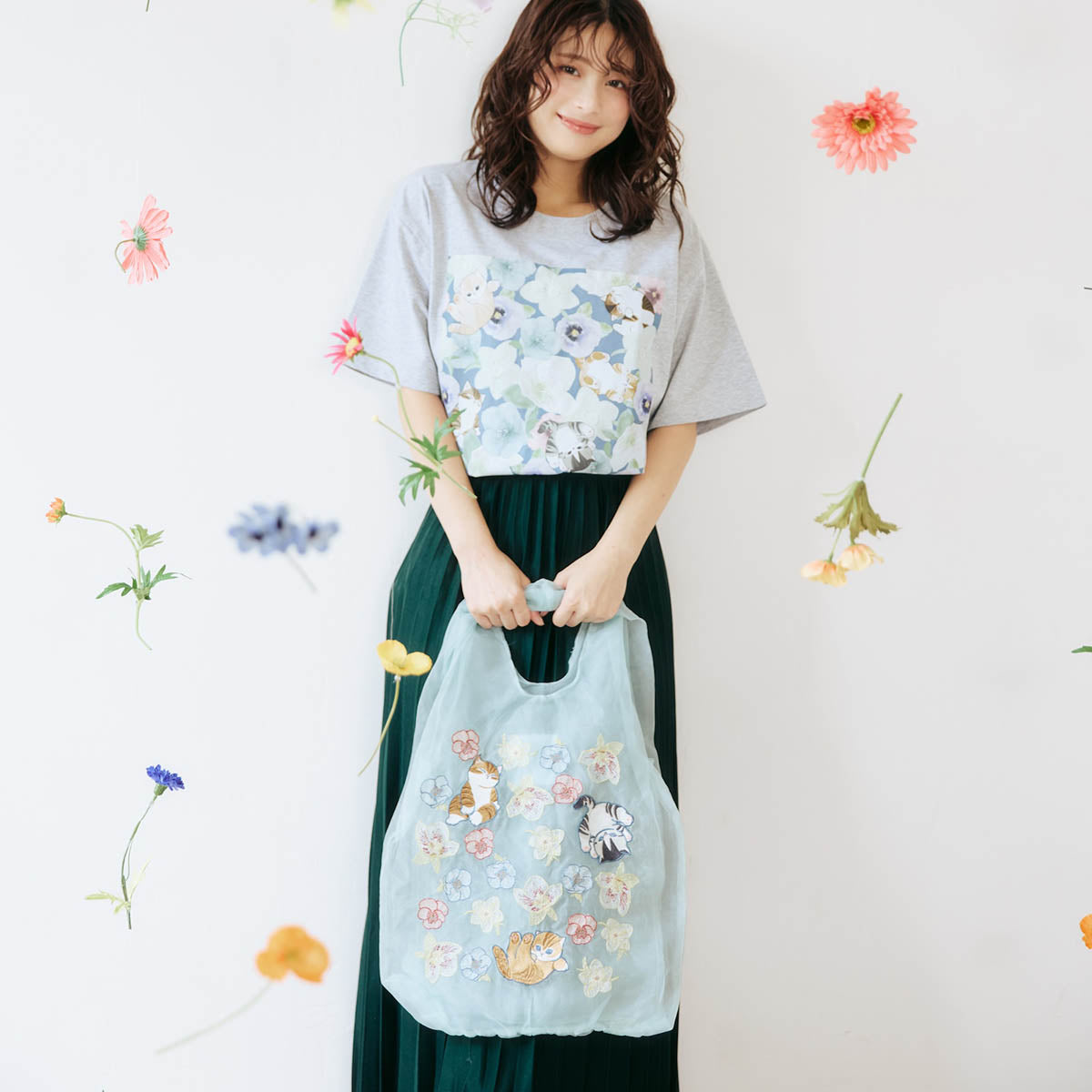 mofusand × HIBIYA-KADAN Tulle Bag Winter Origin Mint