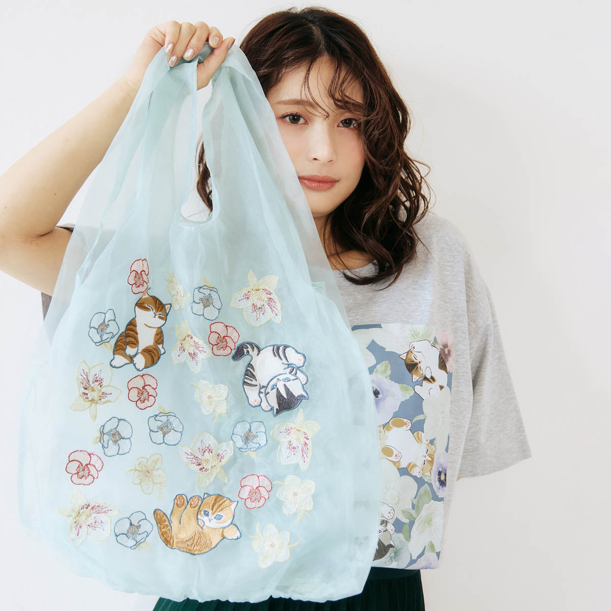 mofusand × HIBIYA-KADAN Tulle Bag Winter Origin Mint