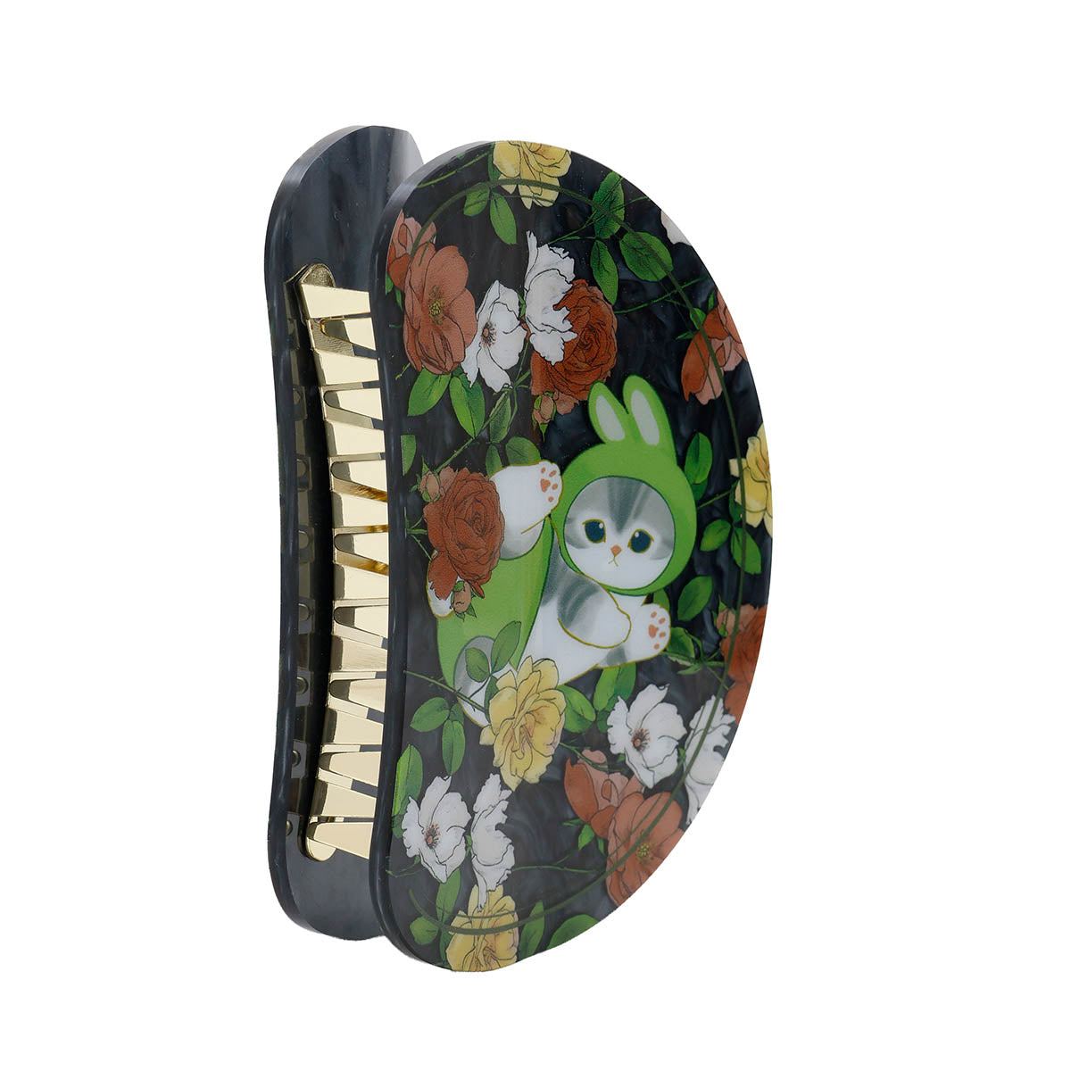 mofusand×日比谷花壇 マーブルヘアクリップ レイフローラ ブラック