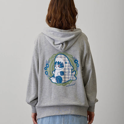 mofusand Country Check Zip Hoodie Shark Meow (Gray)