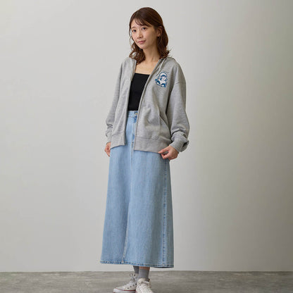 mofusand Country Check Zip Hoodie Shark Meow (Gray)