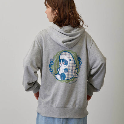 mofusand Country Check Zip Hoodie Shark Meow (Gray)