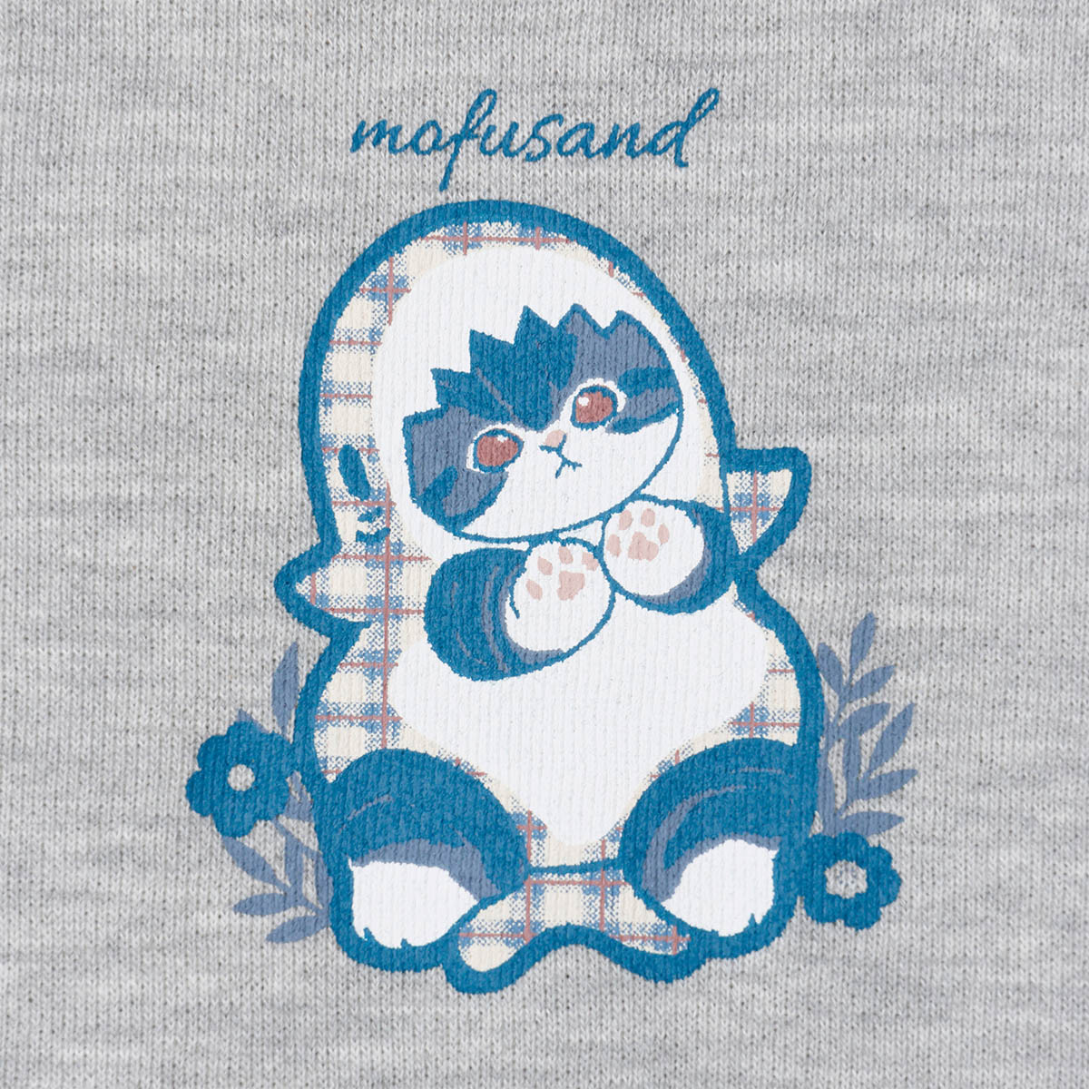 mofusand カントリーチェック ZIPパーカー サメにゃん グレー