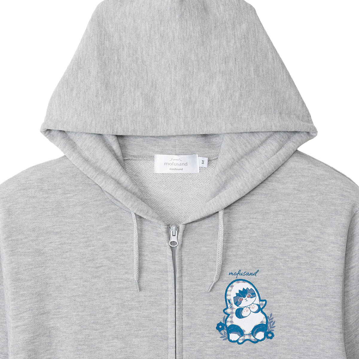 mofusand Country Check Zip Hoodie Shark Meow (Gray)