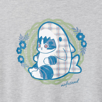 mofusand Country Check Zip Hoodie Shark Meow (Gray)