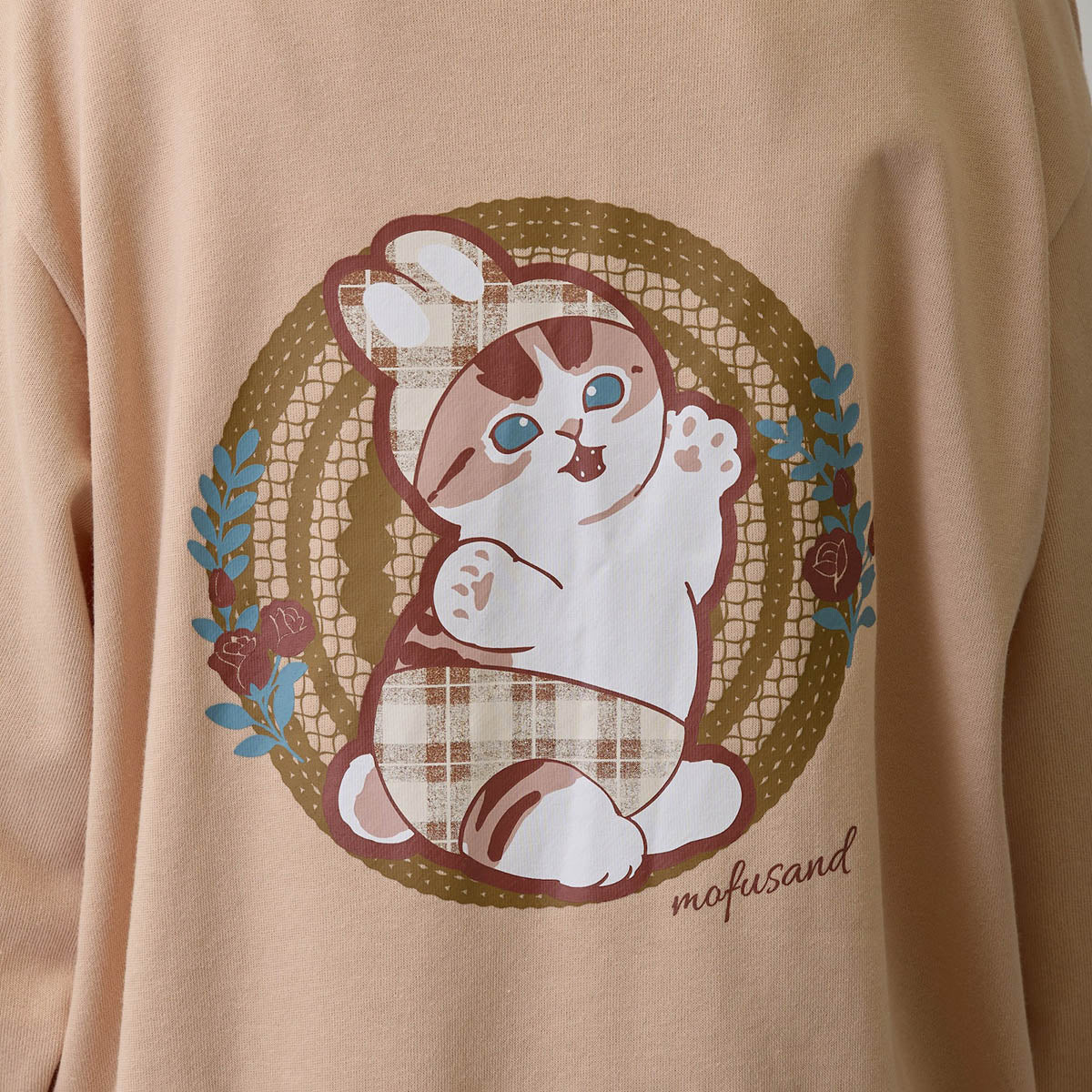 mofusand Country Check Zip Hoodie Rabbit Meow (Natural)