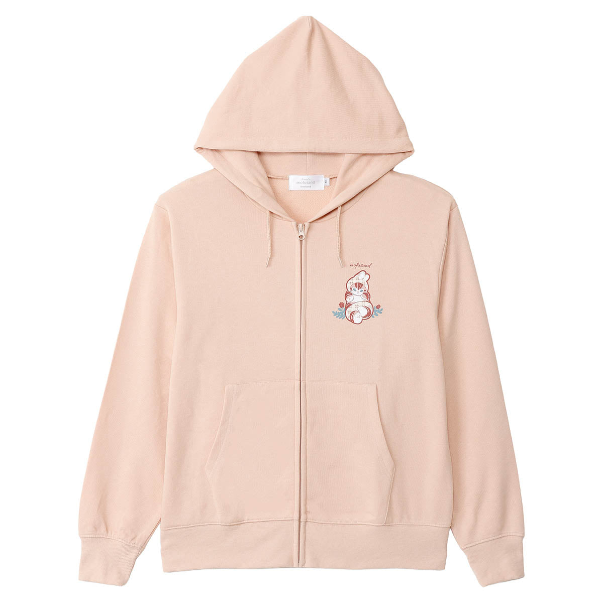 mofusand カントリーチェック ZIPパーカー うさにゃん ナチュラル