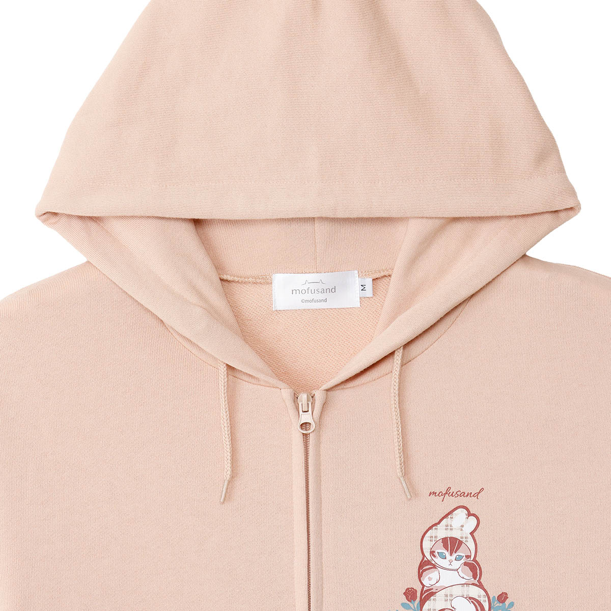 mofusand カントリーチェック ZIPパーカー うさにゃん ナチュラル