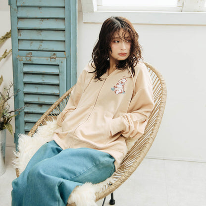 mofusand Country Check Zip Hoodie Rabbit Meow (Natural)