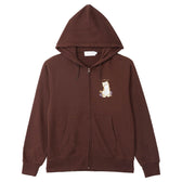 mofusand Country Check Zip Hoodie Fox Meow (Dark Brown)