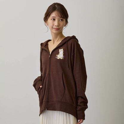 mofusand Country Check Zip Hoodie Fox Meow (Dark Brown)