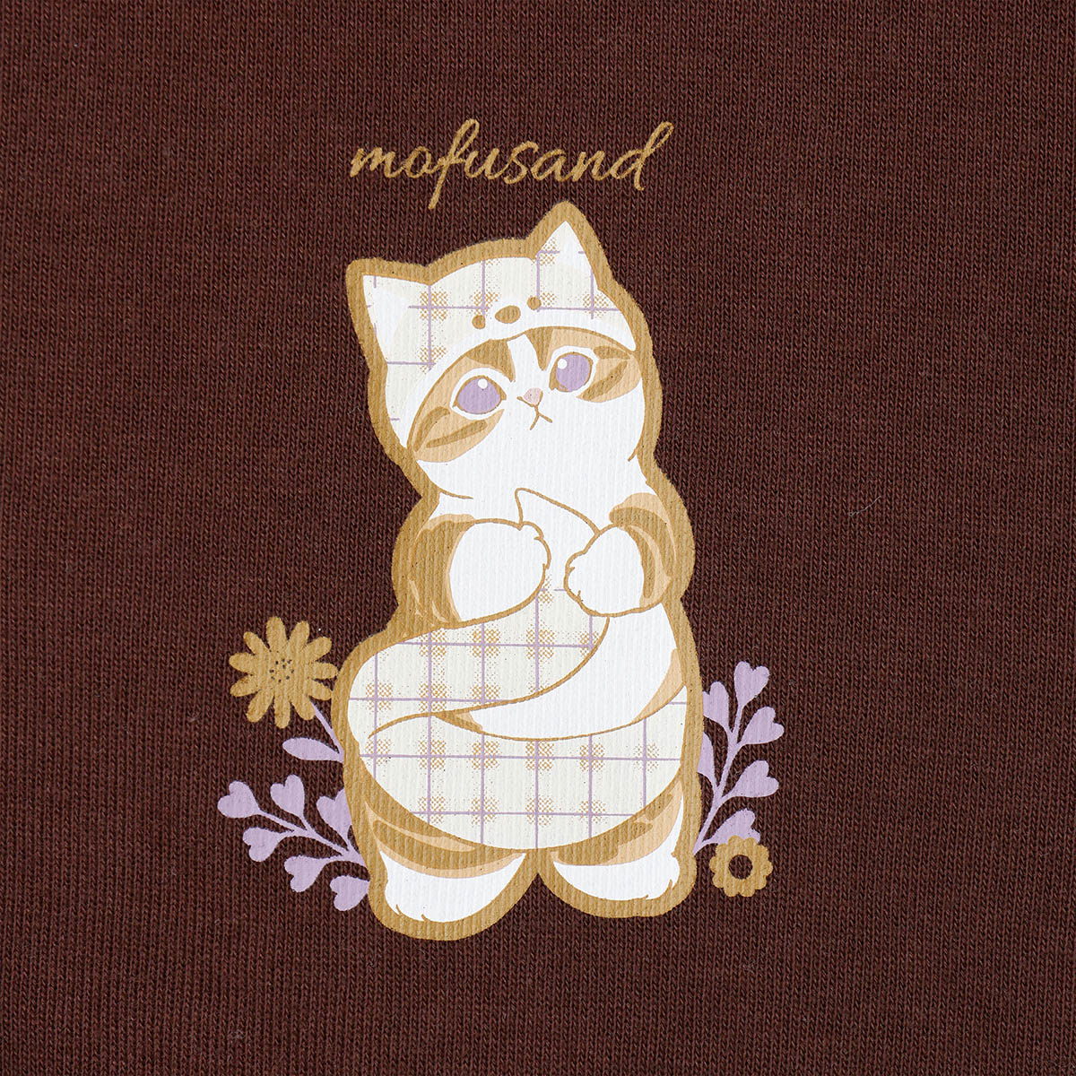 mofusand Country Check Zip Hoodie Fox Meow (Dark Brown)