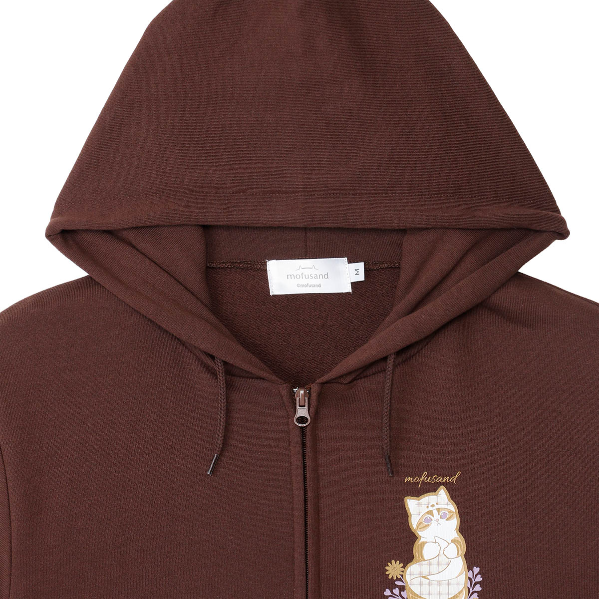 mofusand Country Check Zip Hoodie Fox Meow (Dark Brown)