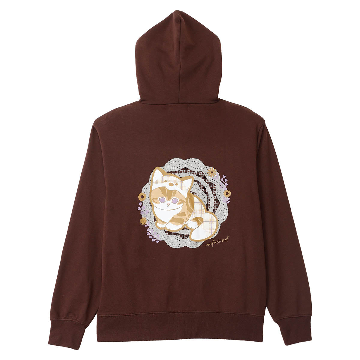 mofusand Country Check Zip Hoodie Fox Meow (Dark Brown)