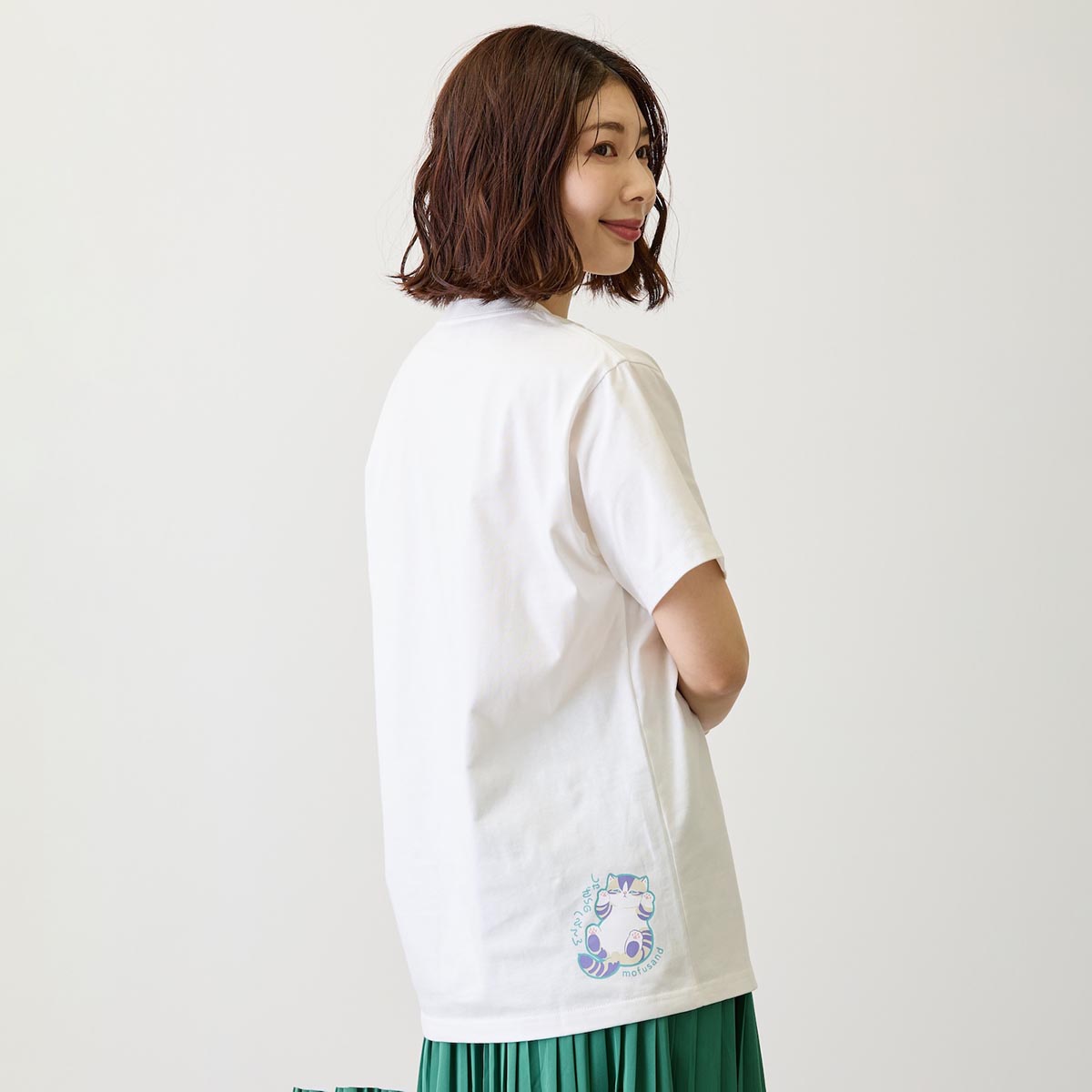 mofusand なにもわるくにゃい Tシャツ 洗濯物だいすきにゃん ホワイト