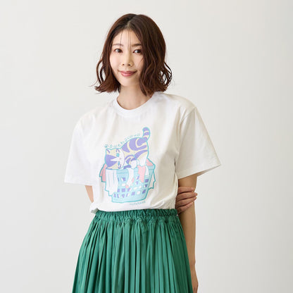 mofusand なにもわるくにゃい Tシャツ 洗濯物だいすきにゃん ホワイト