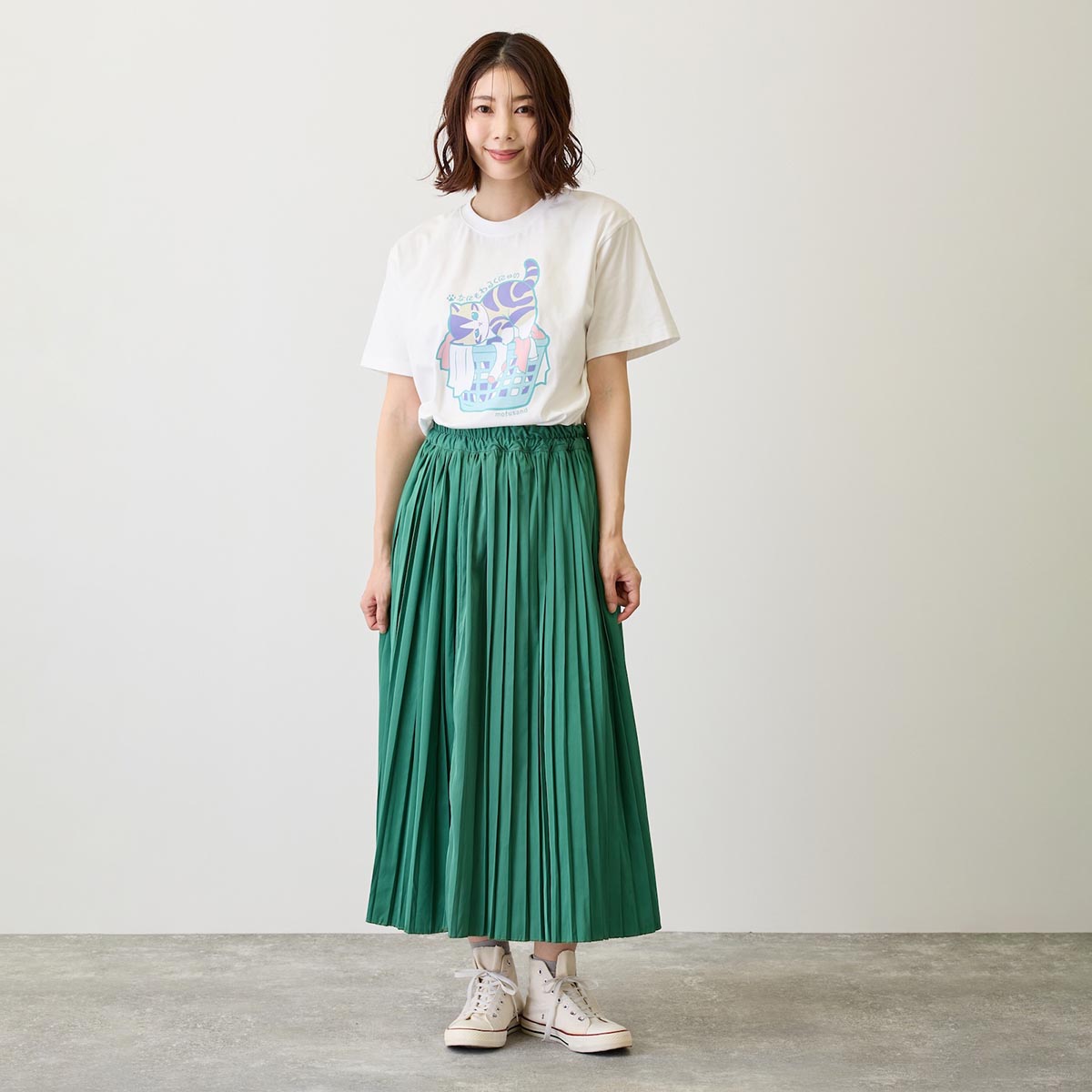 mofusand なにもわるくにゃい Tシャツ 洗濯物だいすきにゃん ホワイト