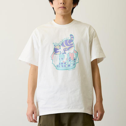 mofusand なにもわるくにゃい Tシャツ 洗濯物だいすきにゃん ホワイト