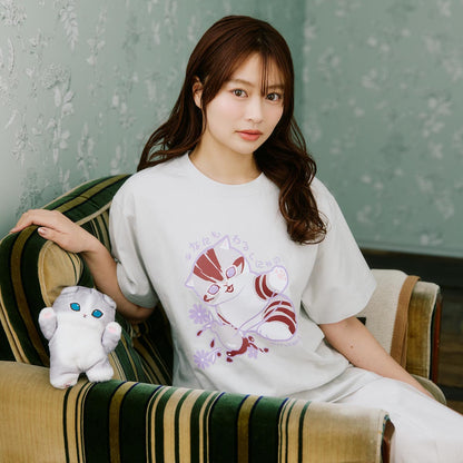 mofusand なにもわるくにゃい Tシャツ 花瓶だいすきにゃん グレー