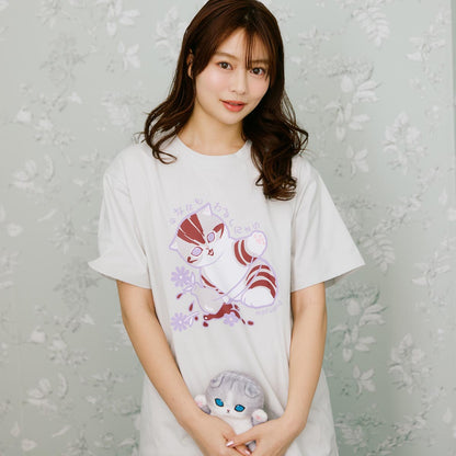 mofusand なにもわるくにゃい Tシャツ 花瓶だいすきにゃん グレー