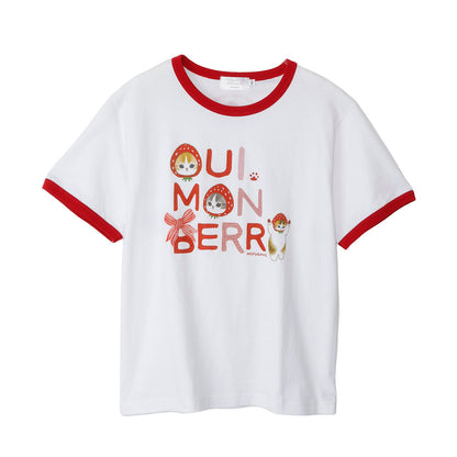 mofusand MERCI STRAWBERRY T-shirt OUI MON BERRY (White)