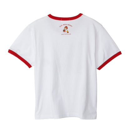 mofusand MERCI STRAWBERRY T-shirt OUI MON BERRY (White)