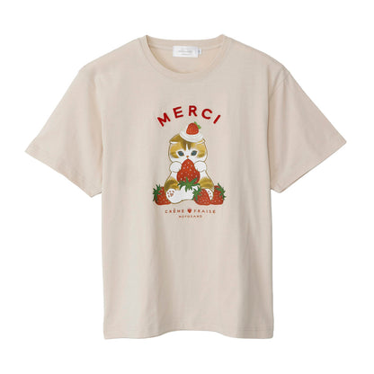 mofusand MERCI STRAWBERRY T-shirt MERCI (Natural)