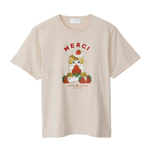 mofusand MERCI STRAWBERRY T-shirt MERCI (Natural)