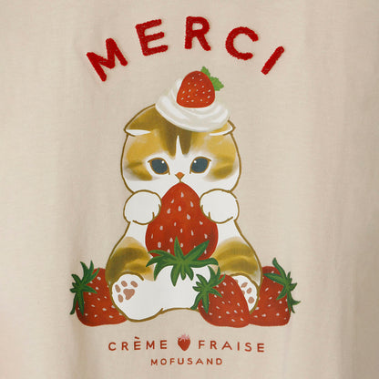 mofusand MERCI STRAWBERRY T-shirt MERCI (Natural)
