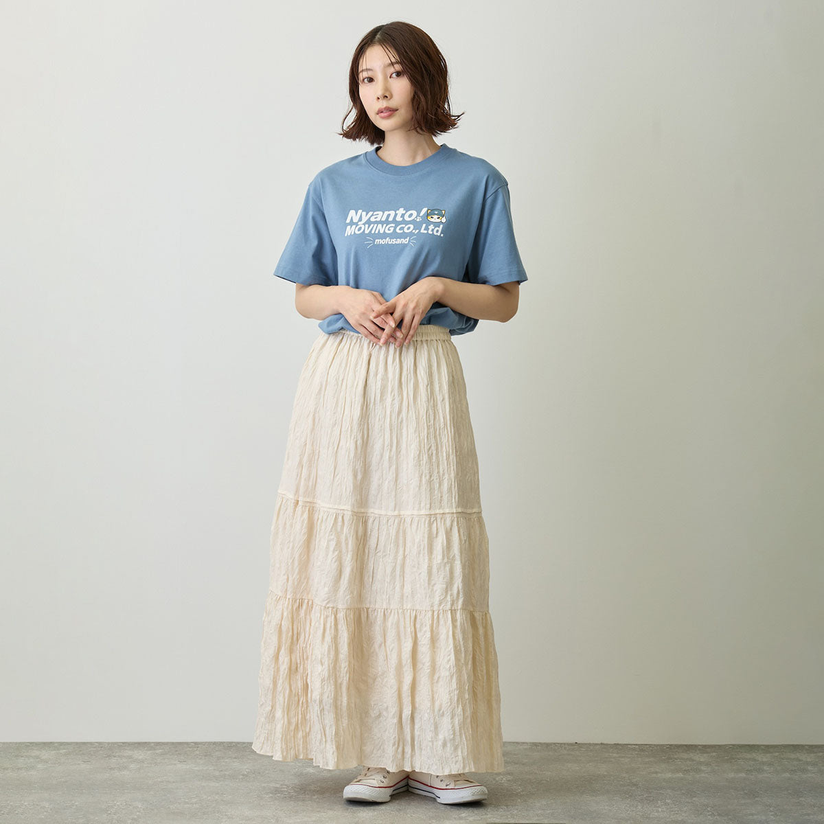 mofusand Nyanto! Moving Service T-Shirt Staff Blue