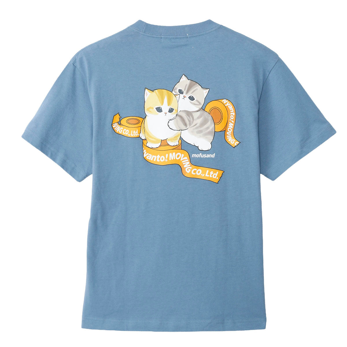 mofusand ニャント！引越センター Tシャツ スタッフ ブルー | mofusand