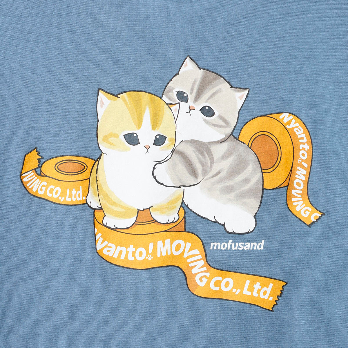 mofusand ニャント！引越センター Tシャツ スタッフ ブルー | mofusand