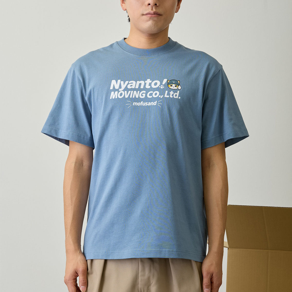mofusand Nyanto! Moving Service T-Shirt Staff Blue