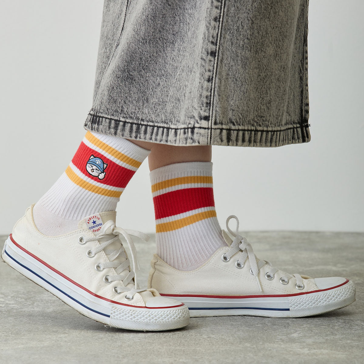 mofusand ニャント！引越センター クルーソックス グッドワークにゃ レッド