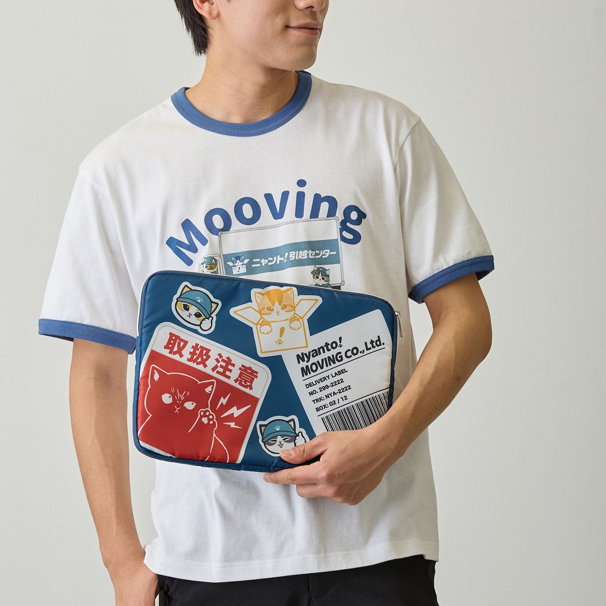 mofusand 喵托！搬家服务 多功能收纳包 贴纸款 海军蓝