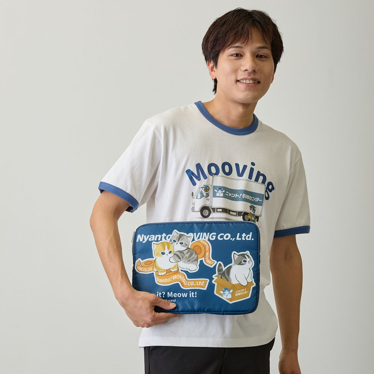 mofusand 喵托！搬家服务 多功能收纳包 贴纸款 海军蓝