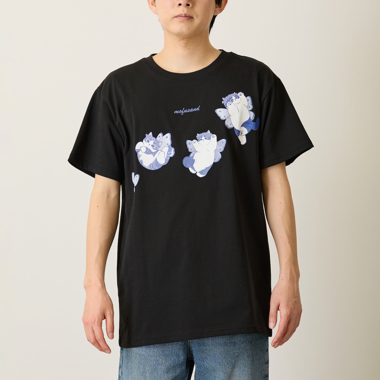 mofusand ちょうちょにゃん Tシャツ いろはねにゃん ブラック