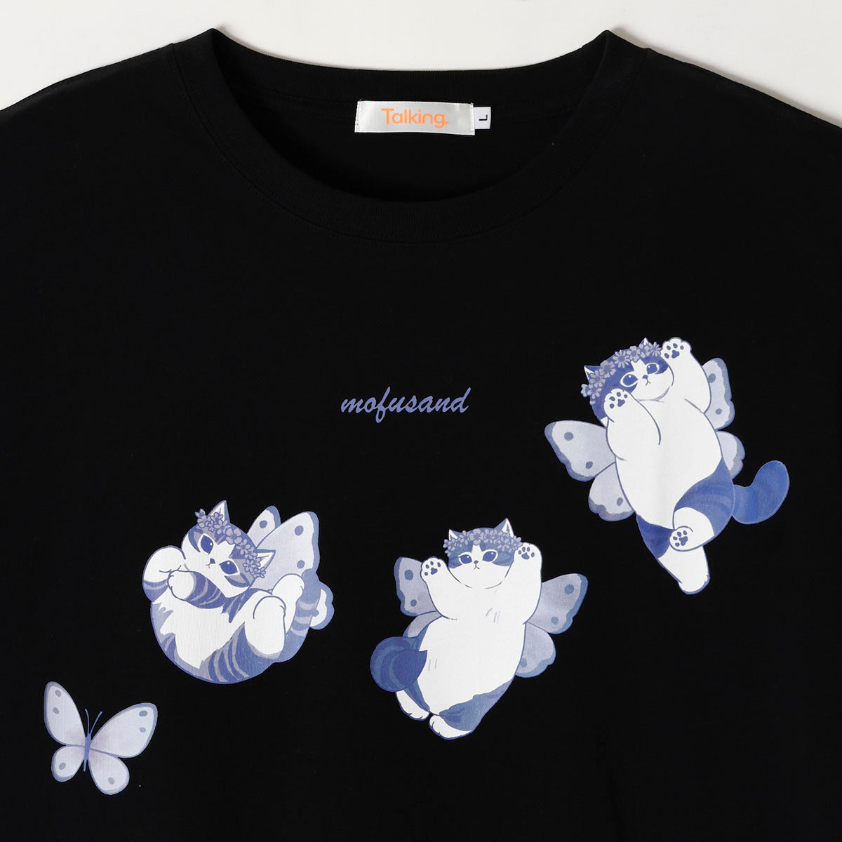 mofusand ちょうちょにゃん Tシャツ いろはねにゃん ブラック