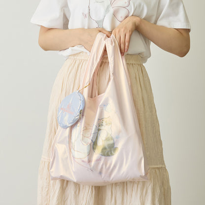 mofusand ちょうちょにゃん ポーチ付きオーロラバッグ なかよしはねにゃん ピンク