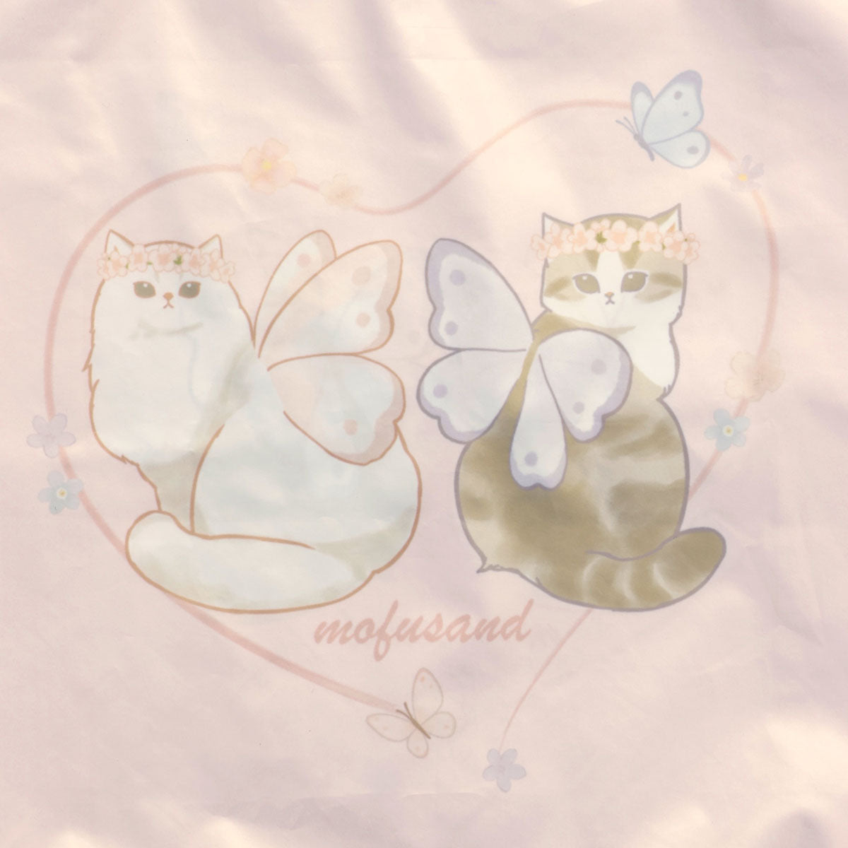 mofusand ちょうちょにゃん ポーチ付きオーロラバッグ なかよしはねにゃん ピンク