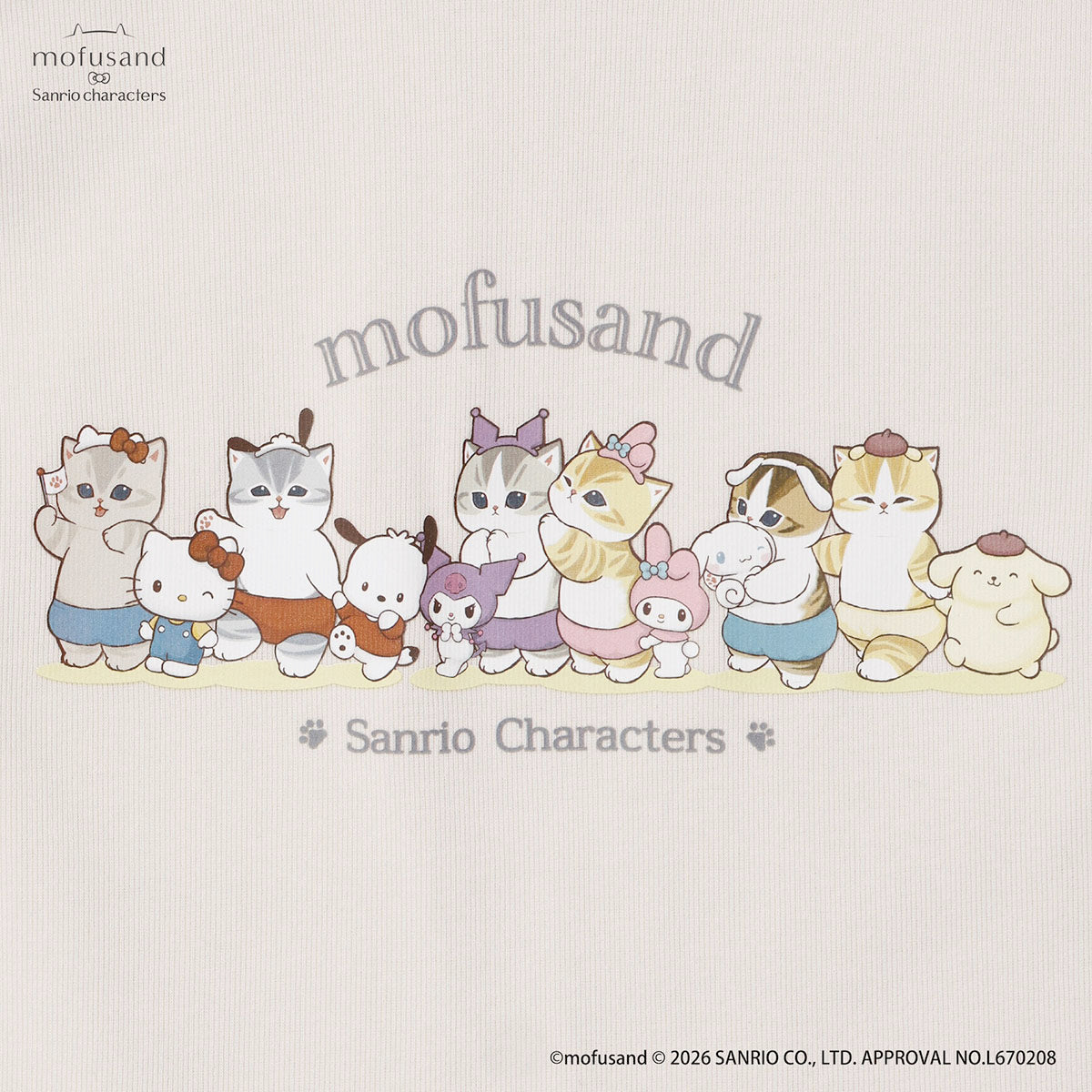 mofusand×サンリオキャラクターズ タンクトップ 行進 ナチュラル