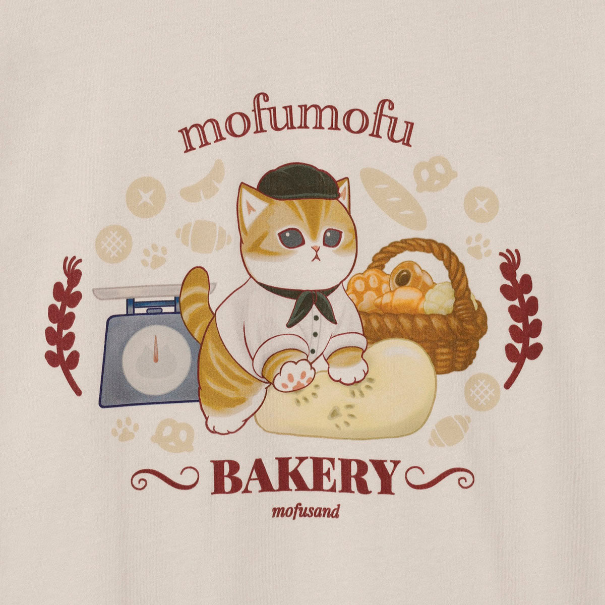 mofusand もふもふベーカリー Tシャツ こねこね ナチュラル | mofusand