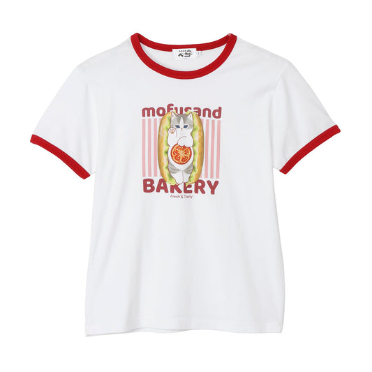 mofusand Mofumofu Bakery T-shirt Koppe Bread Sandwich White