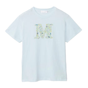 mofusand×日比谷花壇 Tシャツ ボタニカル ペールブルー
