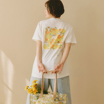 mofusand × 日比谷花壇 T恤 金盞花 白色