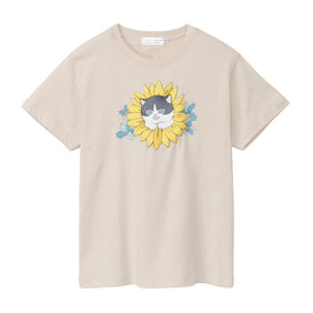 mofusand×日比谷花壇 Tシャツ サンフラワー ナチュラル
