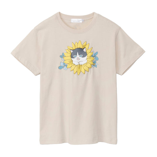 mofusand×日比谷花壇 Tシャツ サンフラワー ナチュラル