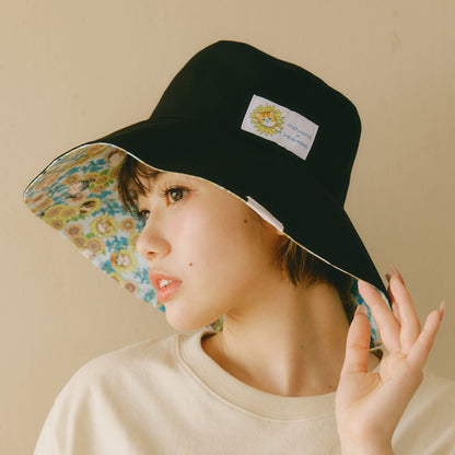 mofusand×日比谷花壇 UVカットガーデンハット サンフラワー ブラック