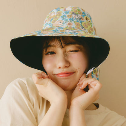 mofusand×日比谷花壇 UVカットガーデンハット サンフラワー ブラック