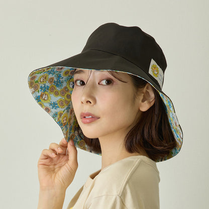 mofusand×日比谷花壇 UVカットガーデンハット サンフラワー ブラック